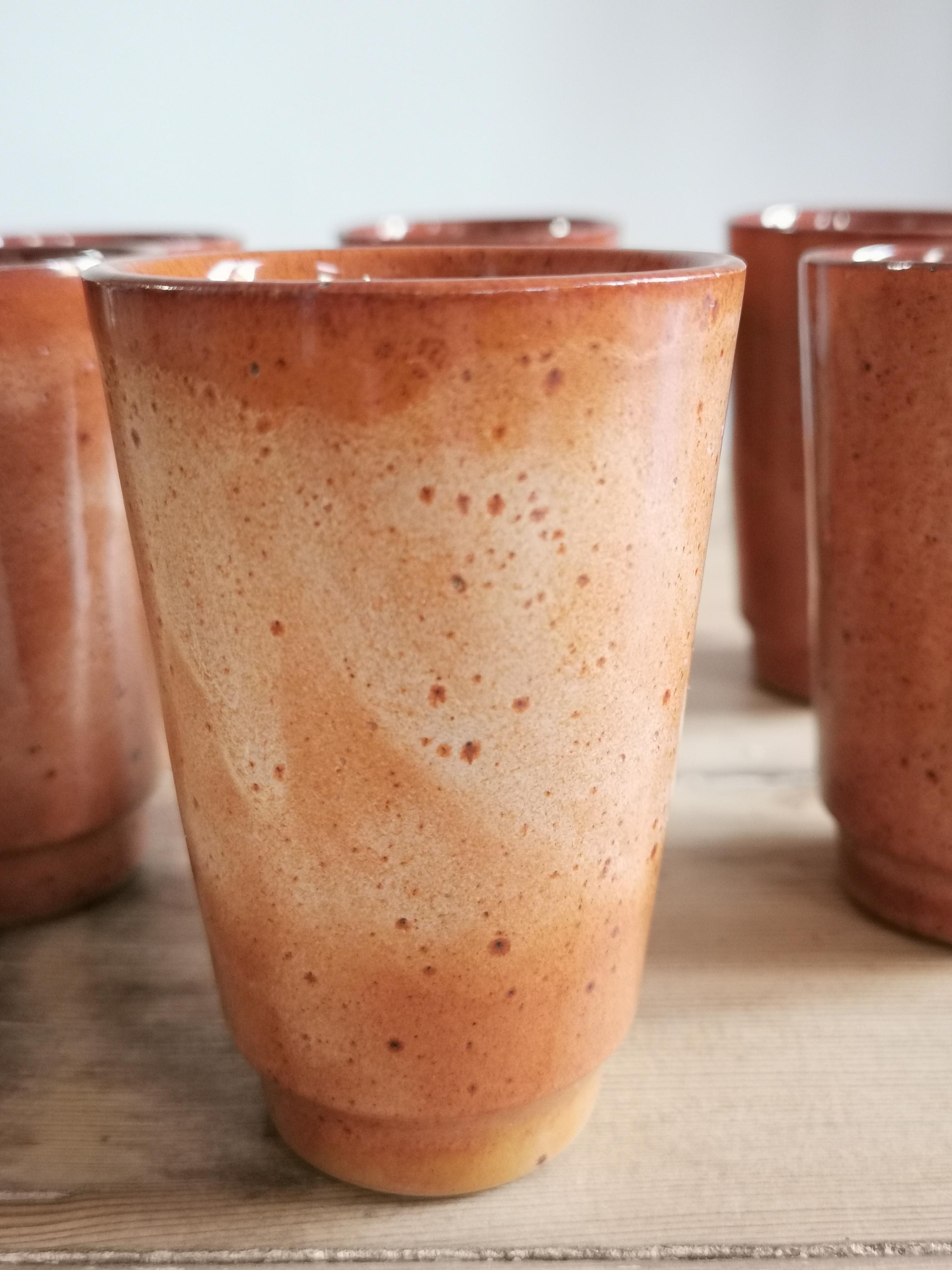 Set of 6 sandstone cups