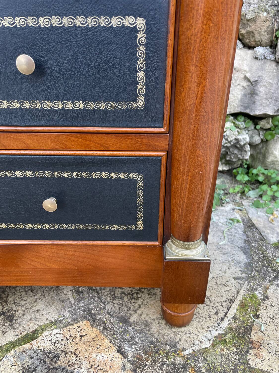 Small empire style solid mahogany writing chest of drawers