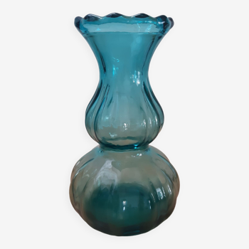 Turquoise glass vase