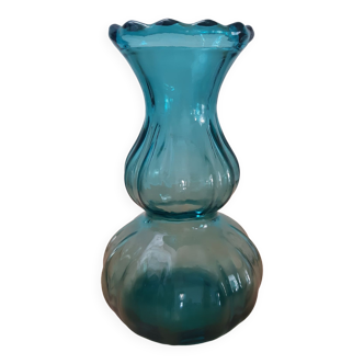 Turquoise glass vase