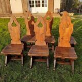Lot of wooden mountain chairs, France 1950s