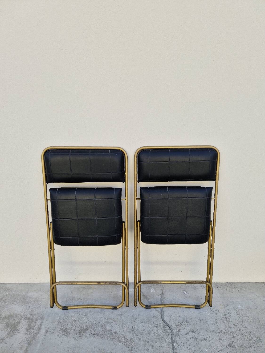 Pair of vintage 1950s Lafuma black folding chairs