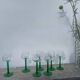 7 green glass stemmed glasses