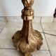 Late 19th century Art Nouveau wooden and gilded stucco floor lamp with fabric lampshade