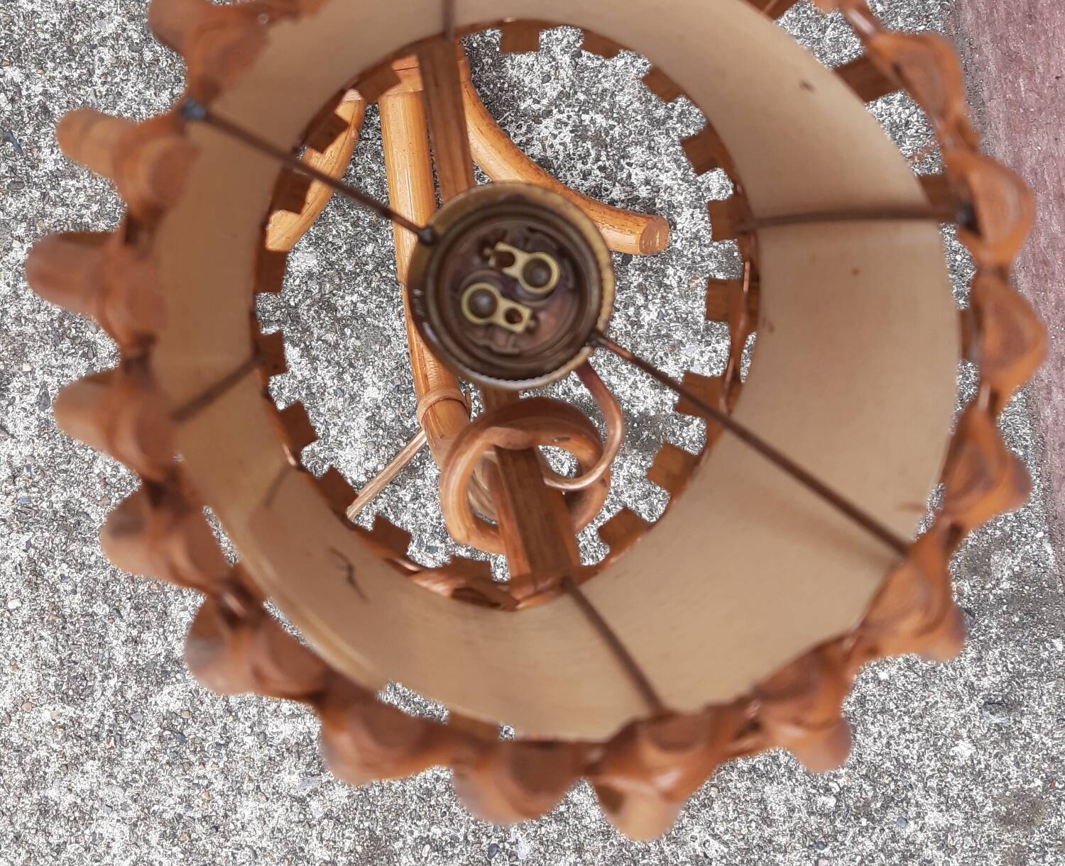 Pair of Louis Sognot rattan wall lights.