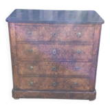 Louis Philippe style chest of drawers in walnut and marble top