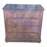 Commode style Louis Philippe en noyer et marbre dessus