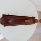 Old wall coat rack in solid oak, early 20th century