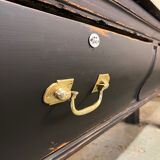 Old butcher block on steel base