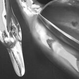 Vase cygnes en laiton