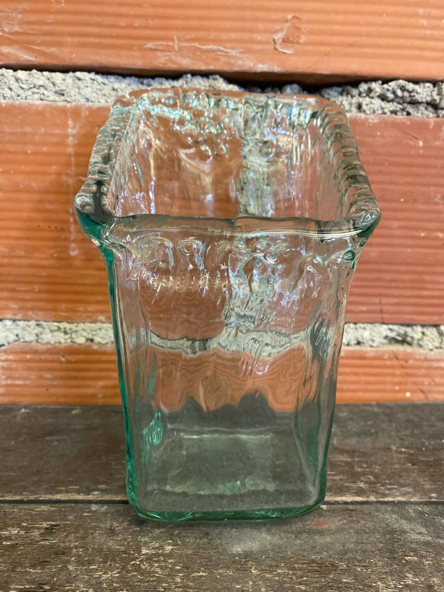 Vase Ancien Design Cascade Verre Bullé Vintage #C868