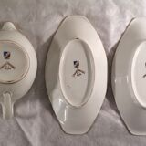Gravy boat and dishes with gold decoration