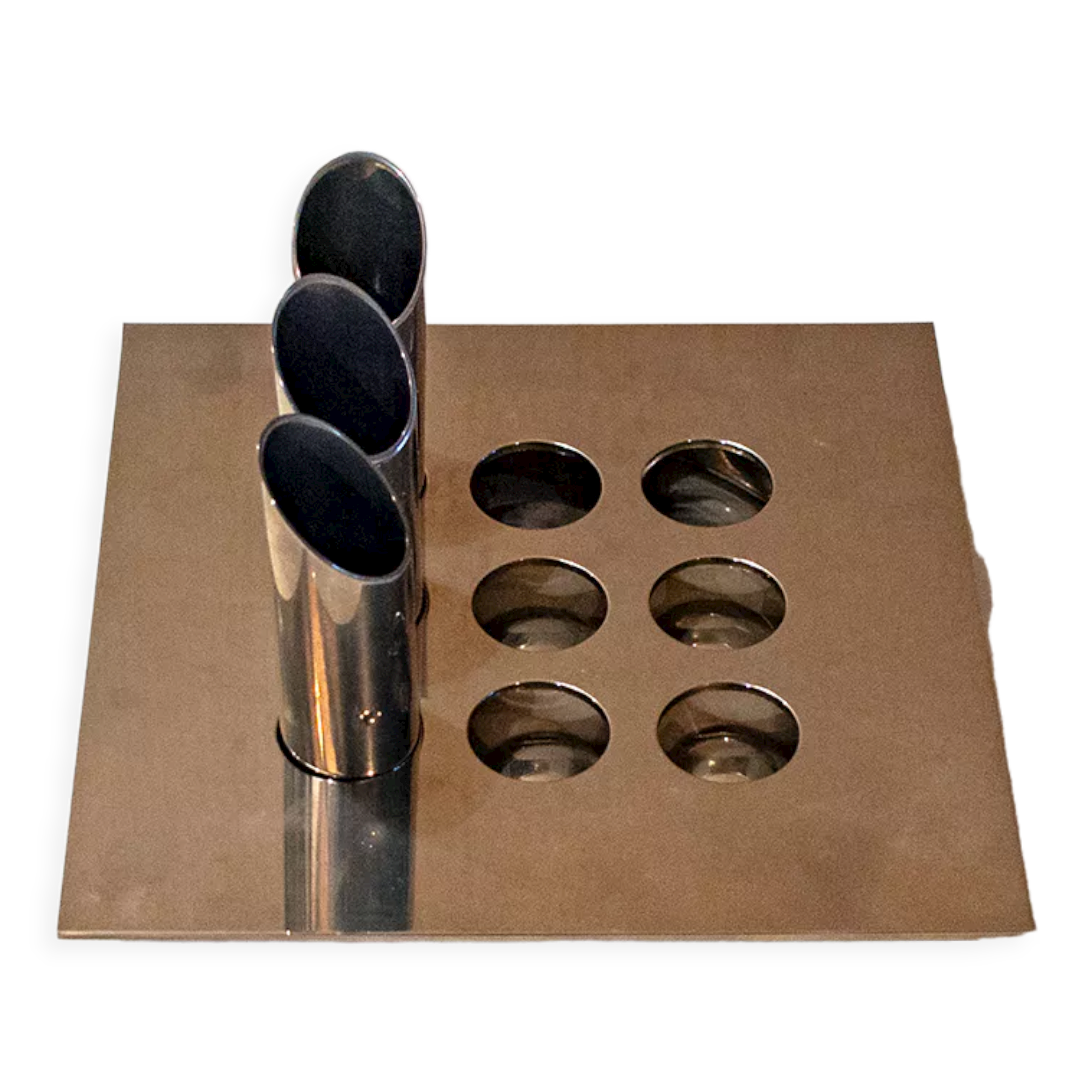 Steel flower holder sculpture by Mario Faggian for MAM, Italy 70s