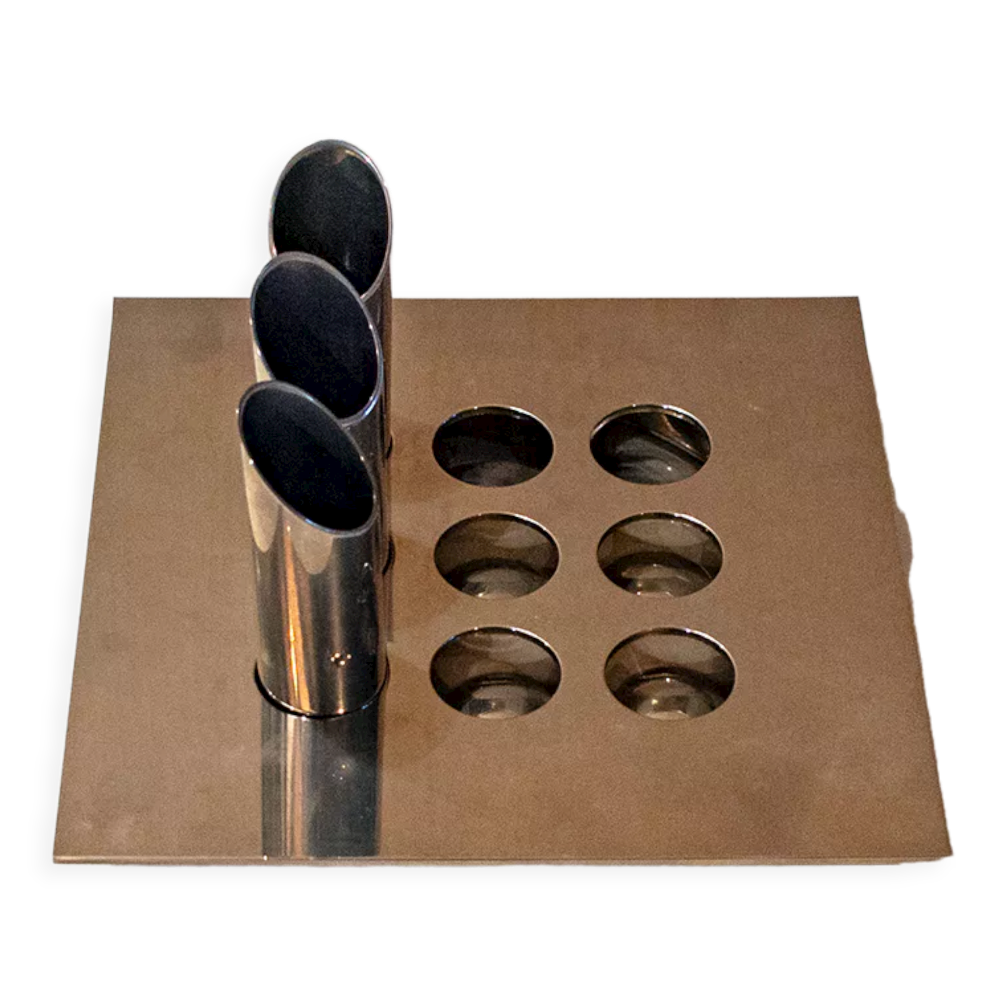 Steel flower holder sculpture by Mario Faggian for MAM, Italy 70s