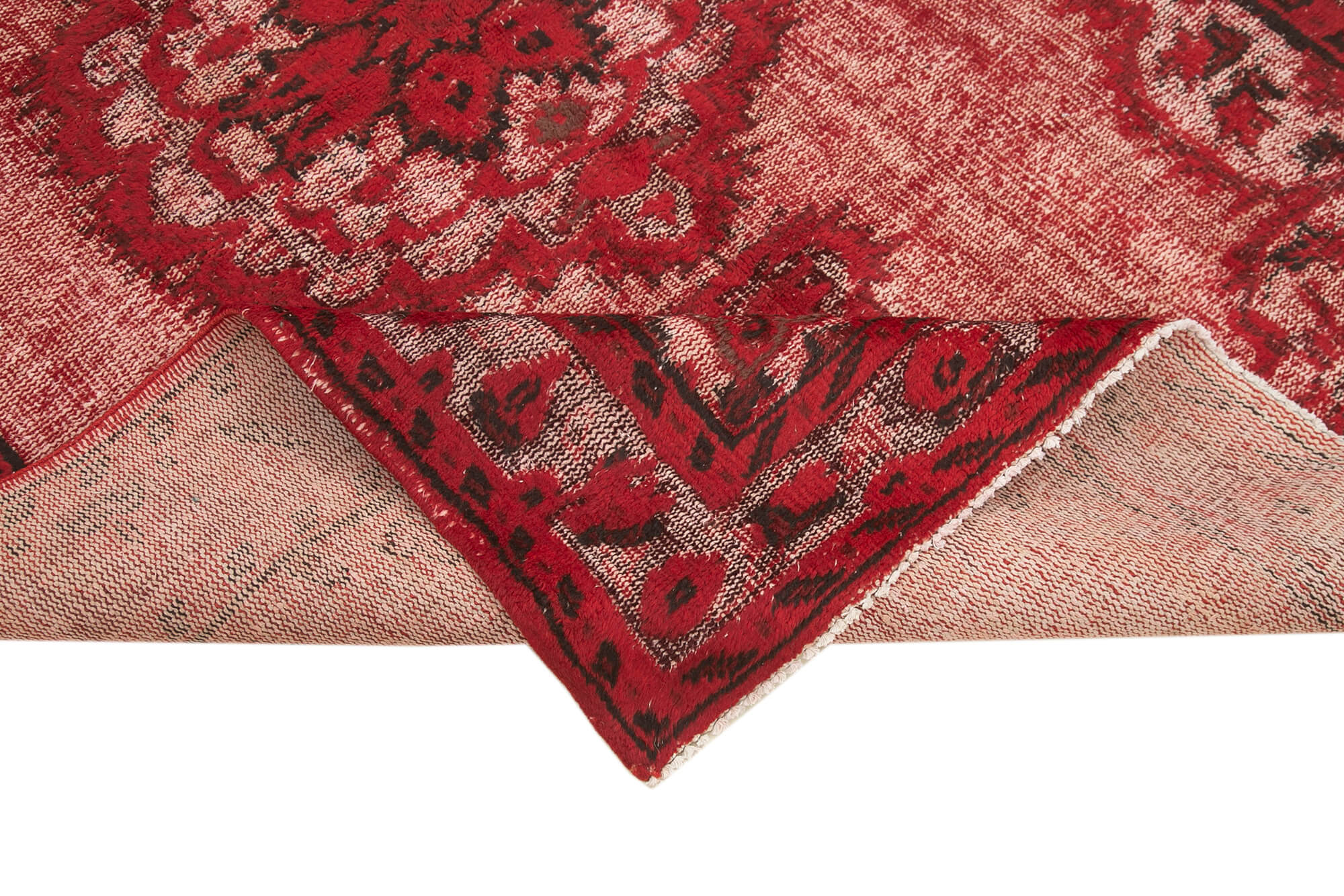 Handmade bohemian turkish 1980s 157 cm x 236 cm red carpet
