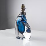 Orrefors Swedish Modern Blue Cased Glass Table Lamp Numbered 1950s