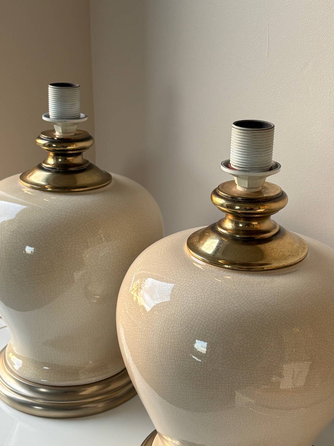 Pieds de lampe en céramique craquelée