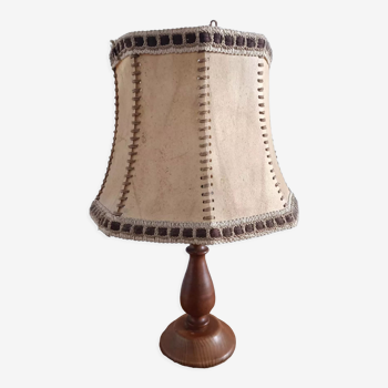 Vintage leather and wood lamp