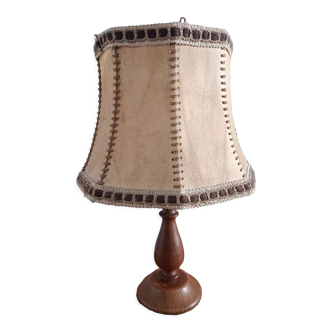 Lampe en cuir et bois vintage