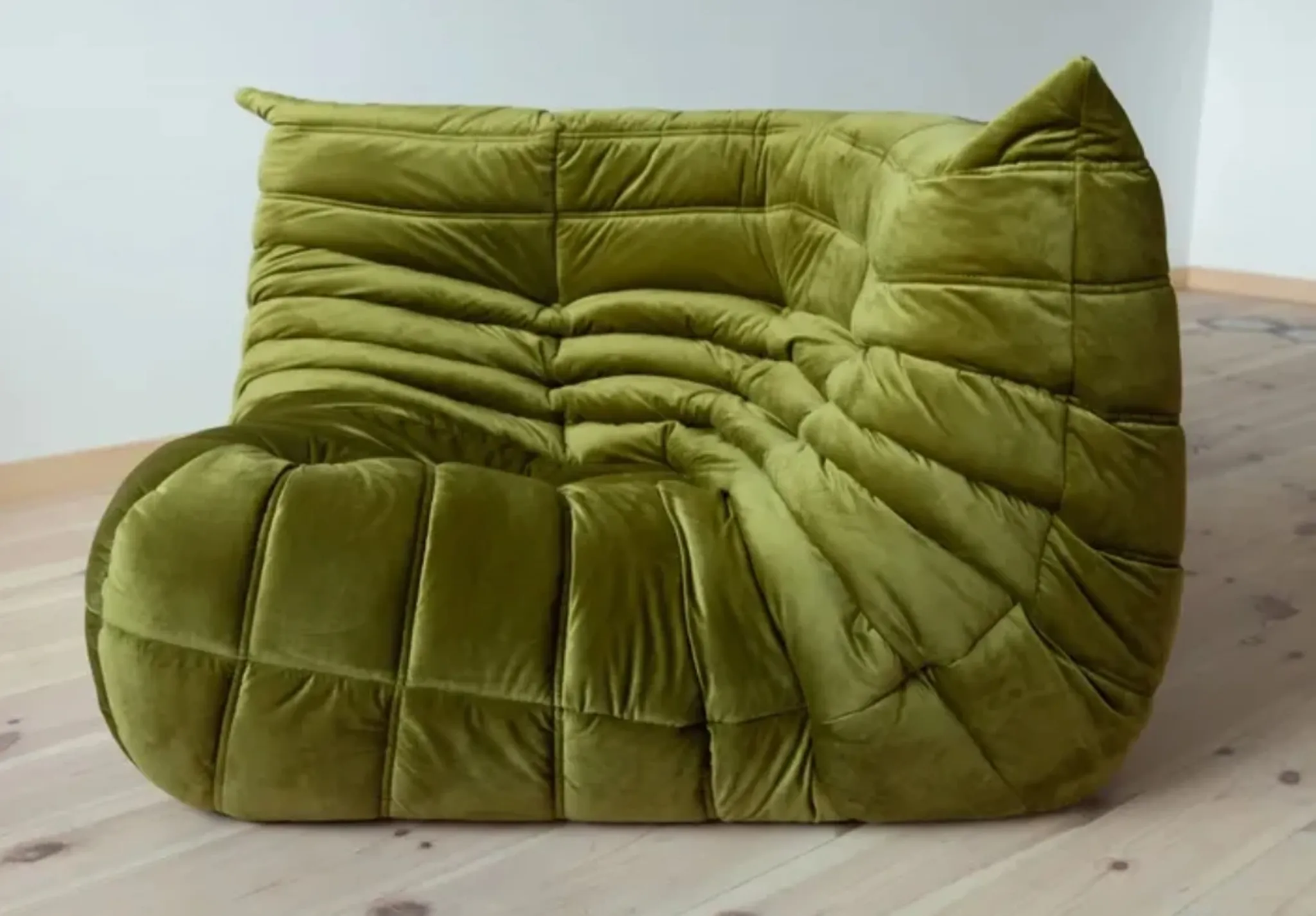Togo Sofa Corner Green Velvet, France, 70´s