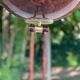 Vintage Italian floor lamp with burgundy marble effect and round dome