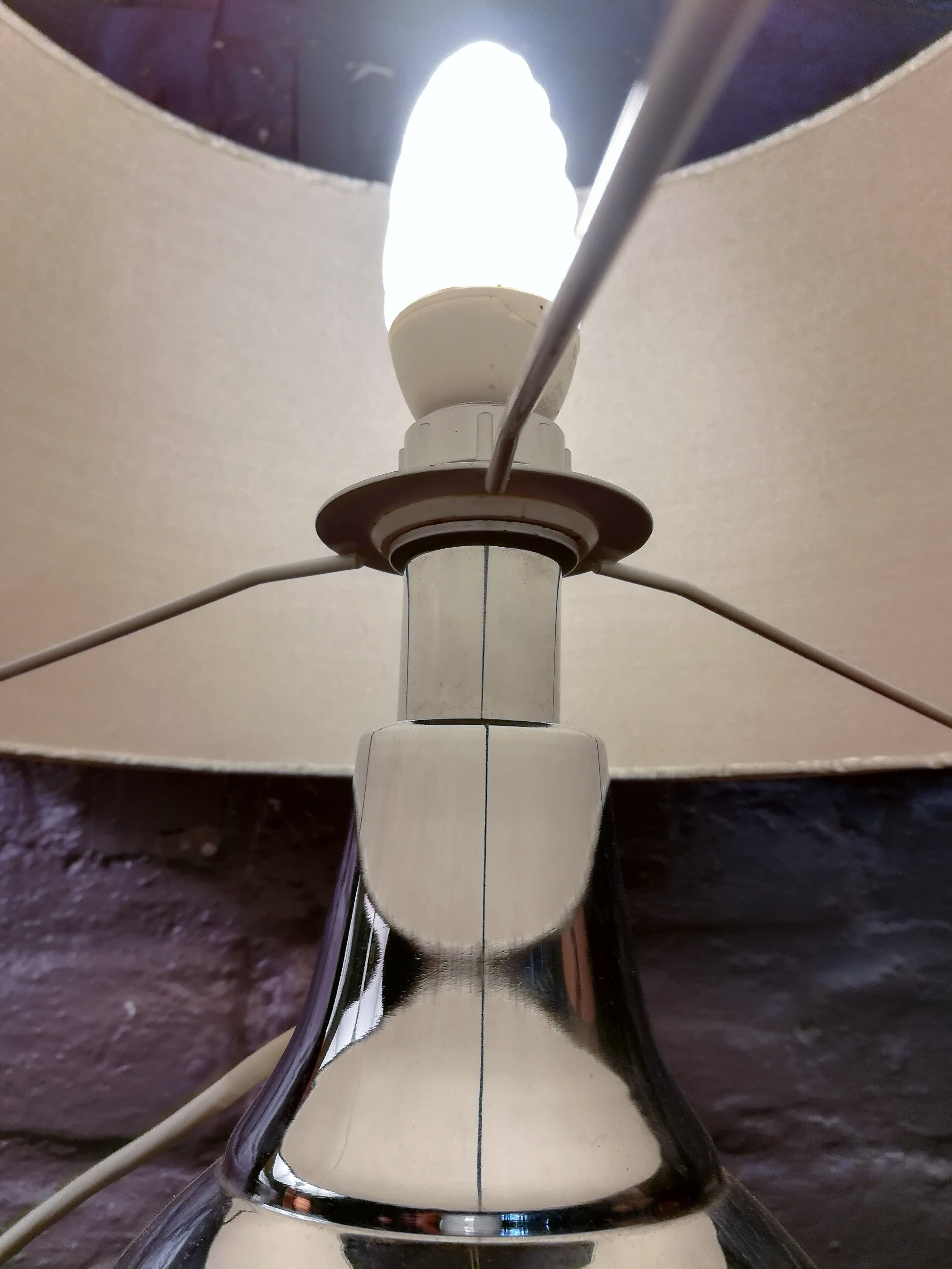 Lamp in glass and chrome