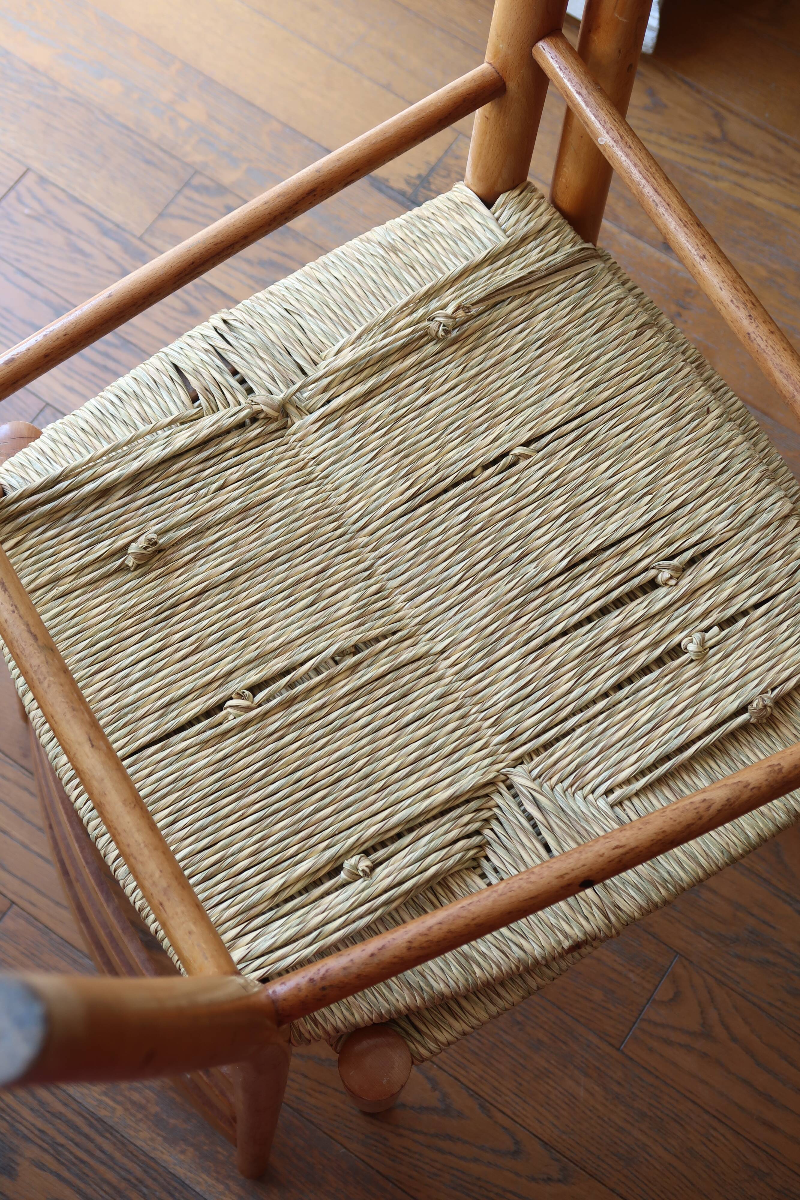 Pair of Scandinavian straw chairs