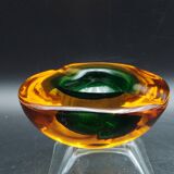 Rare "Multi-Color" Murano Glass Ashtray with Seguso Shell Elements