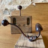 Wooden and metal coat hooks