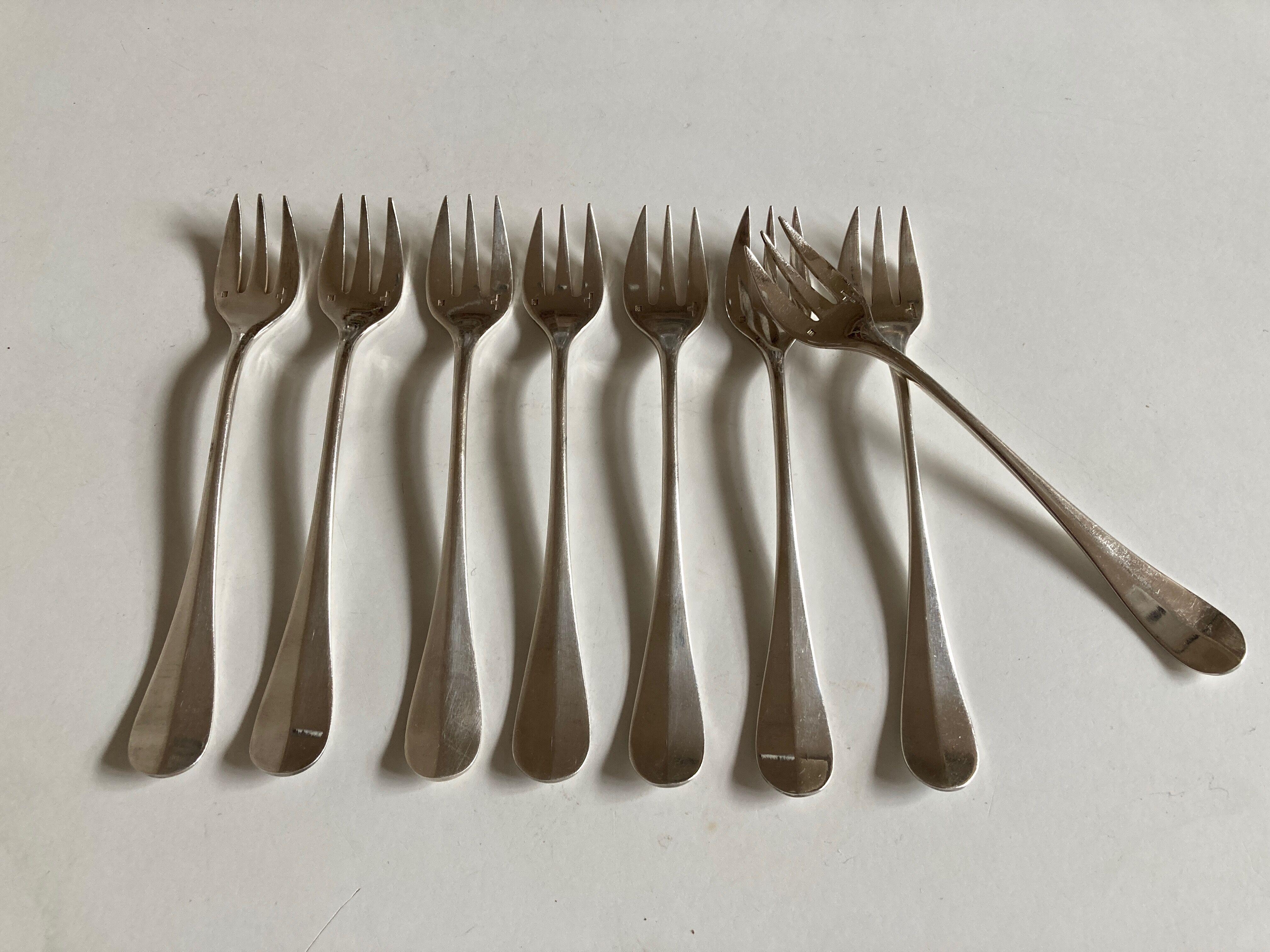Set de 8 fourchettes à huitres uniplat Alfénide Christofle