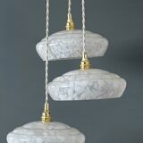 Vintage triple suspension lampshade in Clichy glass bench