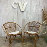 Pair of rattan armchairs