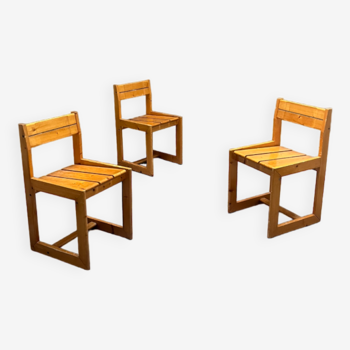 Trio of chairs André SORNAY 1960 in pine