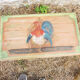 Old small side table in solid wood hand painted, rooster decoration