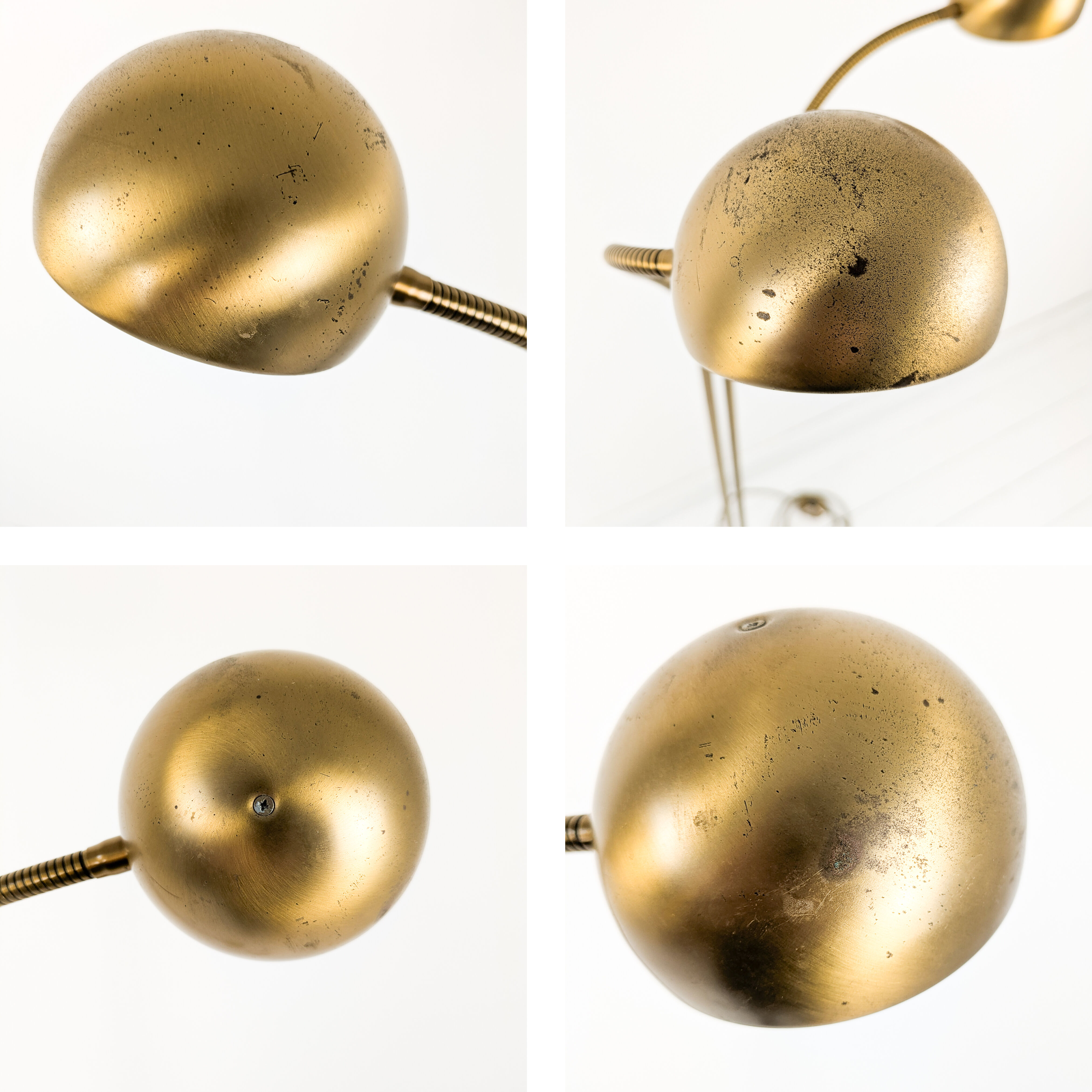 Lampadaire vintage Fischer à 2 têtes, laiton mat orientable