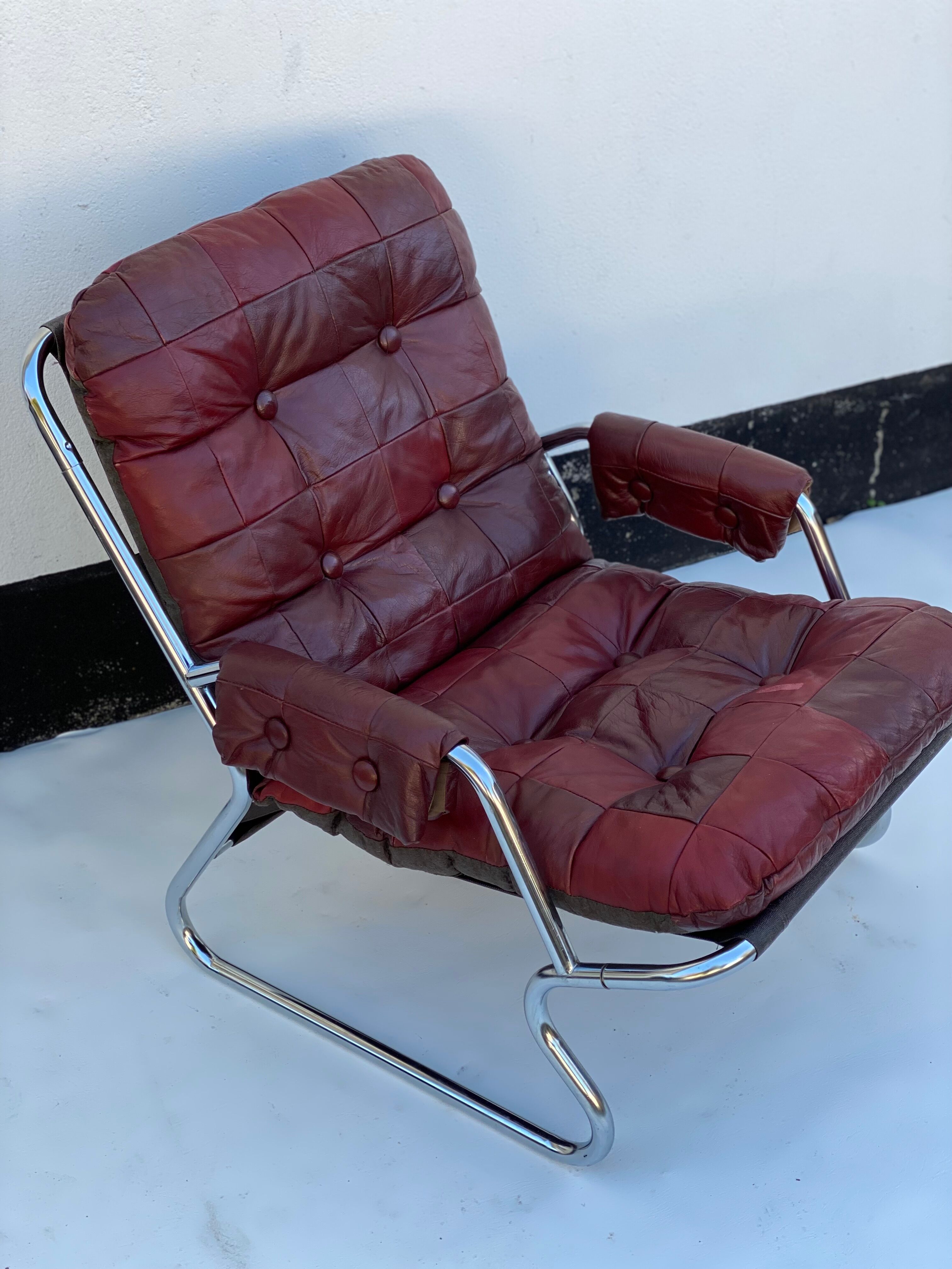Vintage Scandinavian Leatherette Lounge Chair