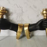 Pair of brass hand flare appliques