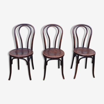 3 Fischel curved wood bistro chairs