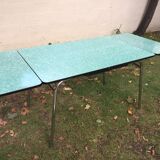 Formica vintage green table and opaline - 6 matching chairs