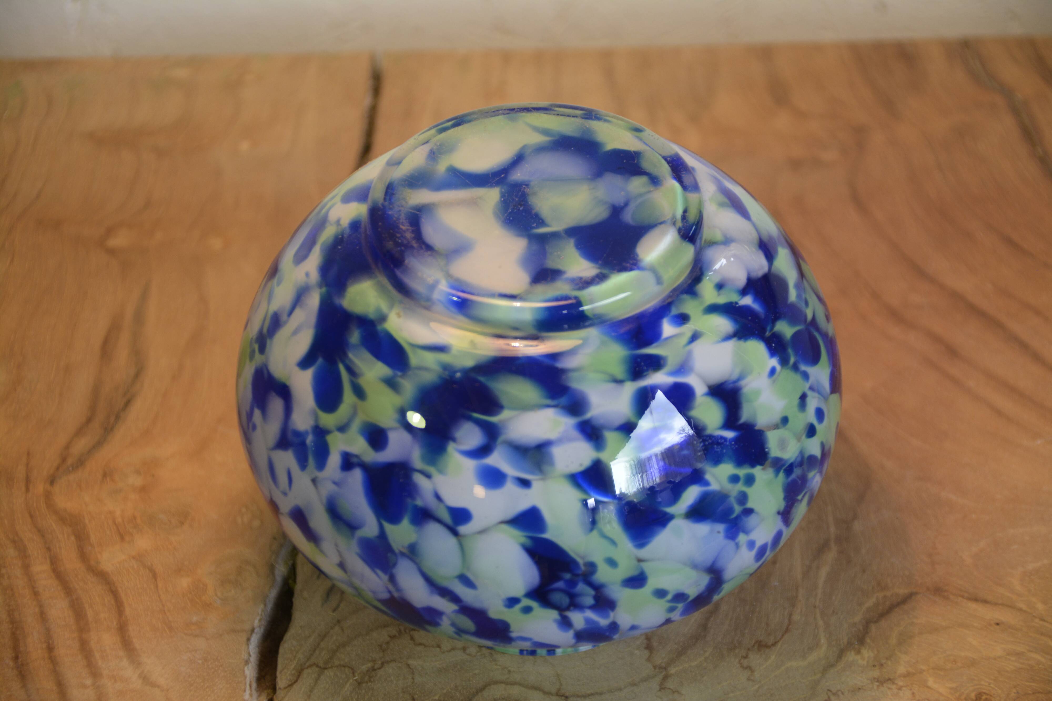 Vase boule bleu et vert