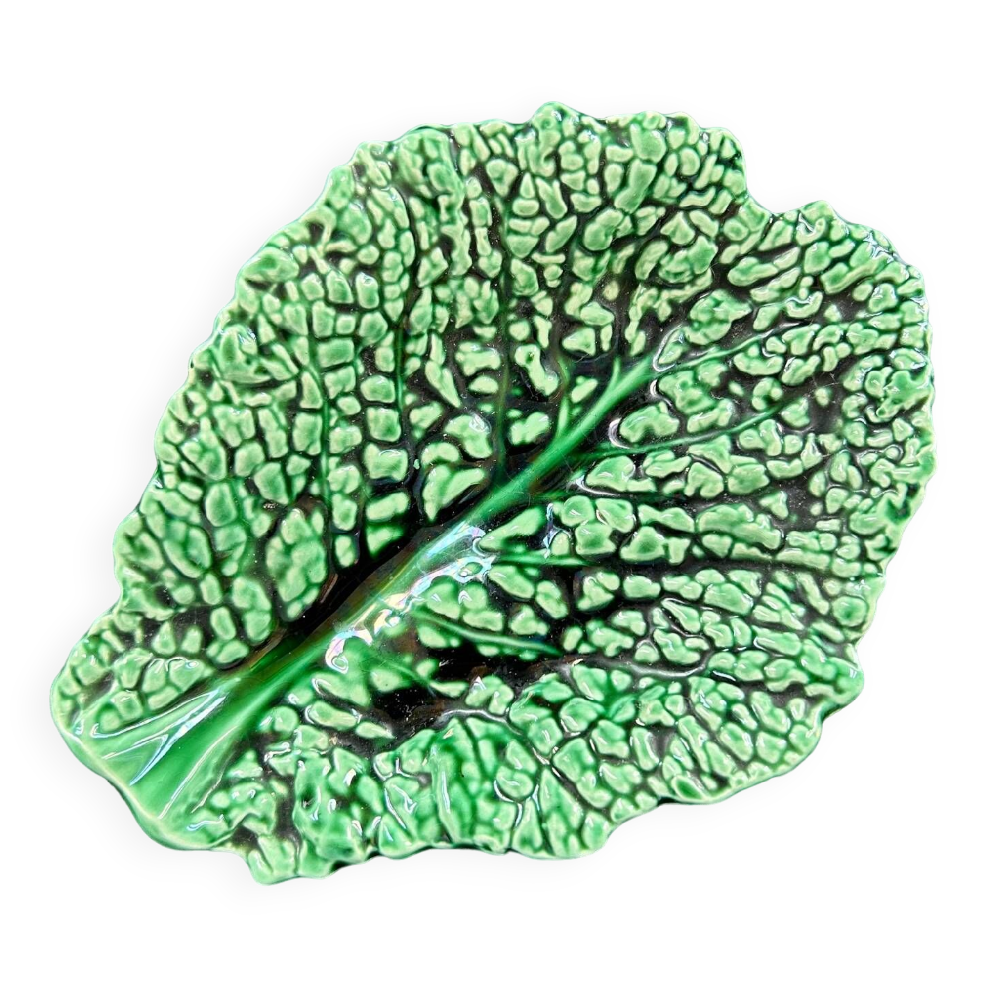 Plat feuille de choux en barbotine