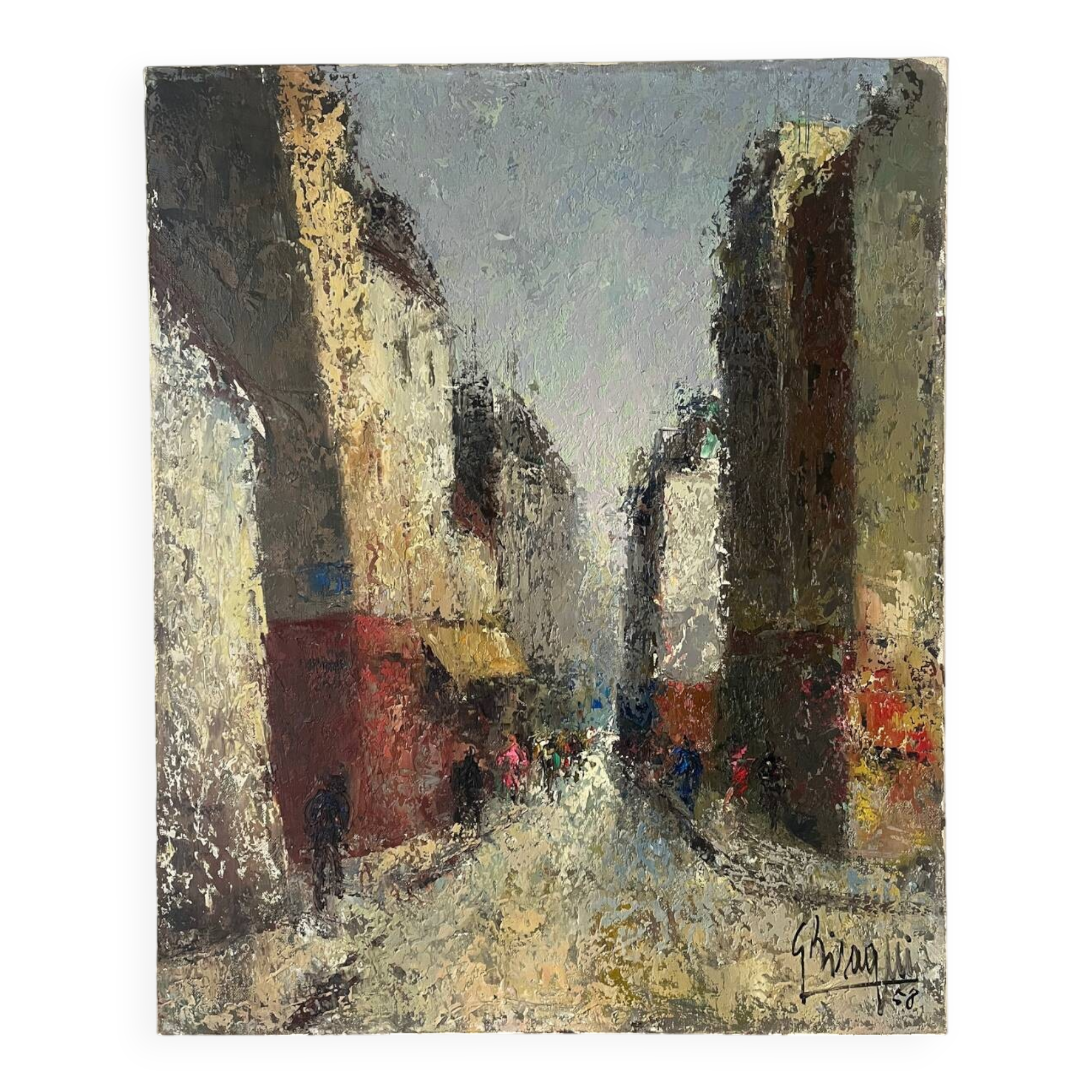 Street scene, oil on canvas, signed 1958