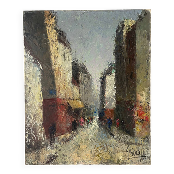 Street scene, oil on canvas, signed 1958