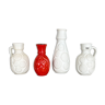 Ensemble de 4 vases en poterie Red-White Fat Lava Op Art par Bay Ceramics, Allemagne