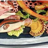 Large Vallauris slip dish 57x25 cm lobster fish