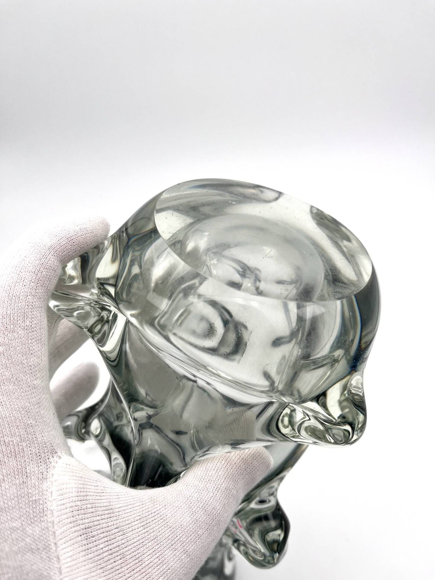 Large Murano Vase Smoked Glass Sculptural 31.5cm 3.1kg