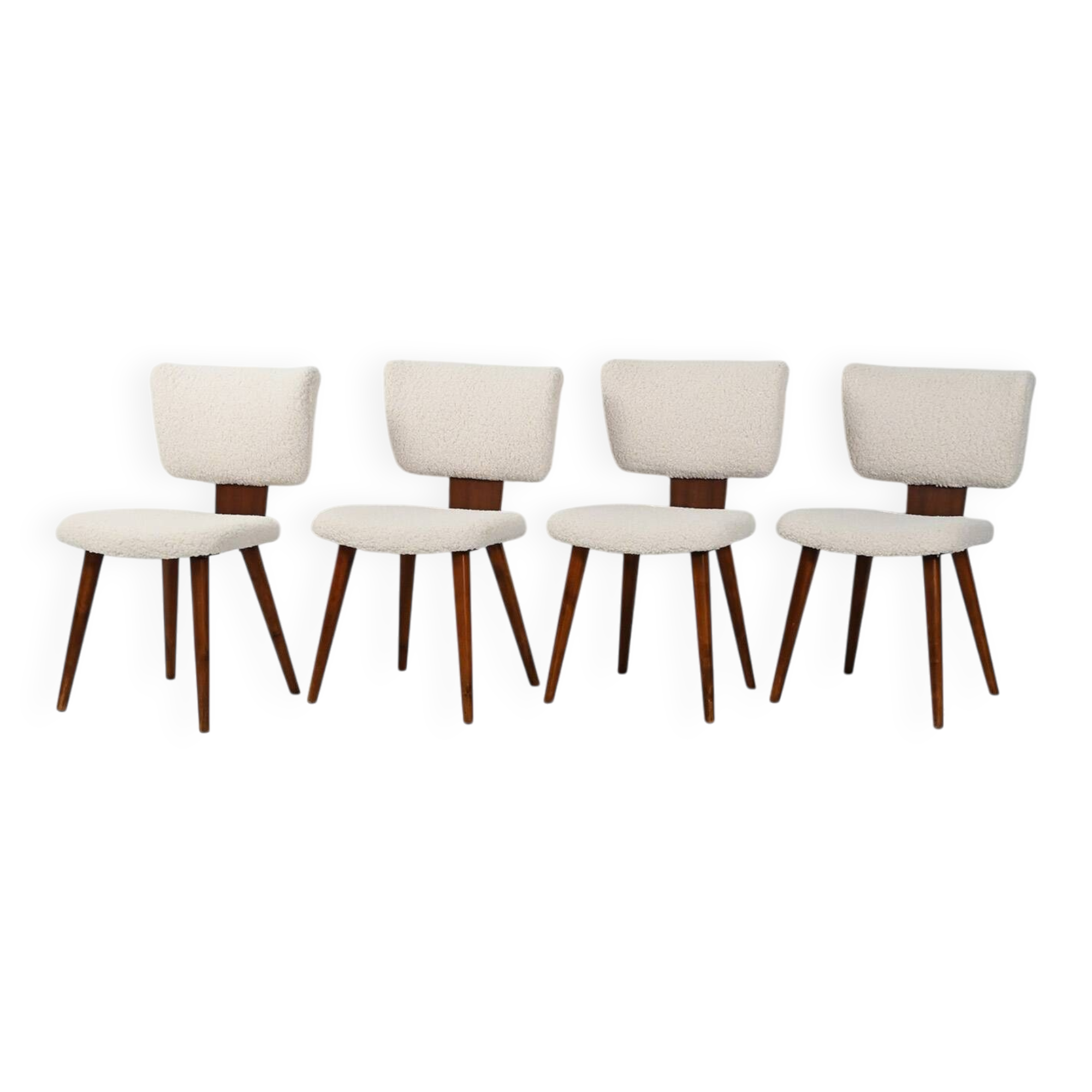 Set of Four Scandinavian Chairs in Bouclé wool