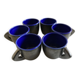 Set of 6 mid-century modern glazed earthenware cups, 1960s