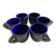 Set of 6 mid-century pottery mugs in glazed earthenware, 1960.