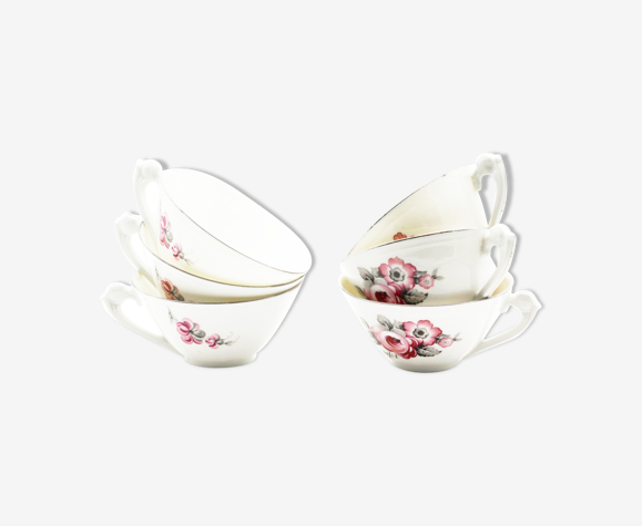 6 tasses fleurs en porcelaine de Limoges | Selency